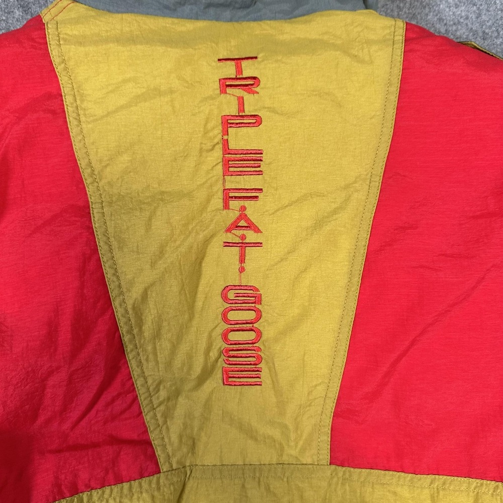 Vintage Triple FAT Goose Jacket Mens Small Colorblock Red Yellow Green Down 90s - Picture 9 of 11